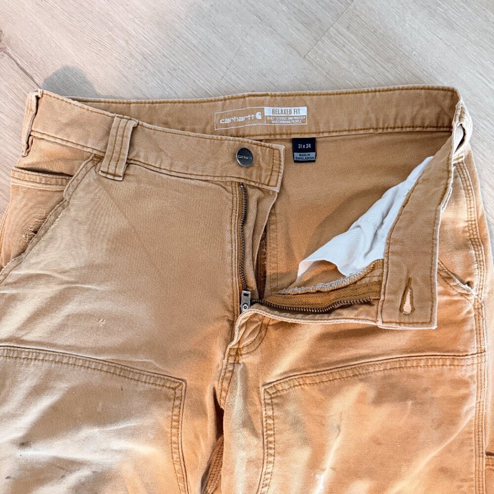 Carhartt 31x34 Double Front Rugged Flex Work Pants - Distressed Paint - Picture 4 of 8
